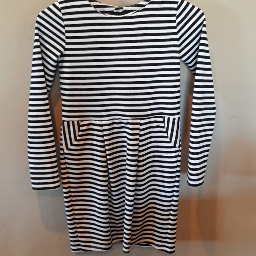 Girls H&M Black & White Striped Dress